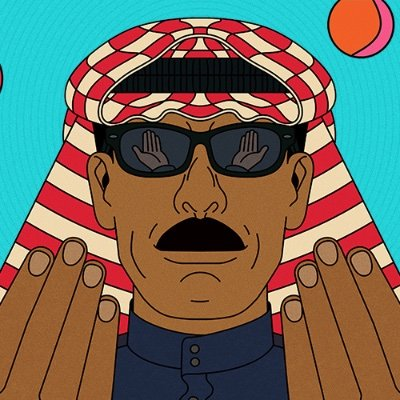 Omar Soulayman - Syrian electronic dabke artist wearing traditional keffiyeh and sunglasses